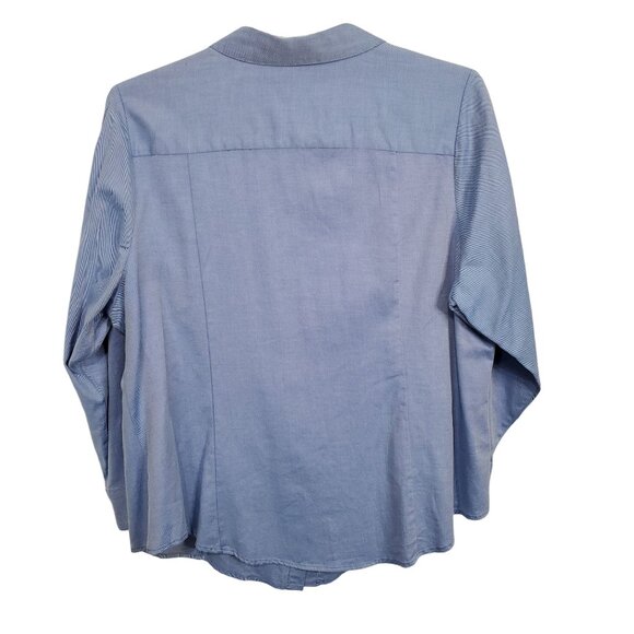 Lane Bryant Plus Size 24 Shirt Stripe Button Up Long Sleeve Collared Cotton Blue - Picture 3 of 10